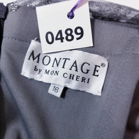 Montage by Mon Cheri Embellished Rhinestones Short Sleeves Lace Long Gown - Picture 10 of 10